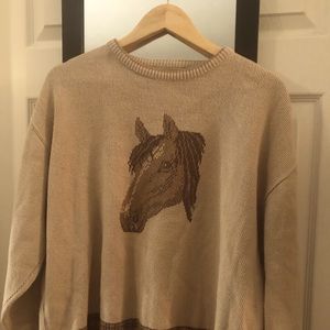 Vintage Shenandoah Horse Knit Sweater in Cream